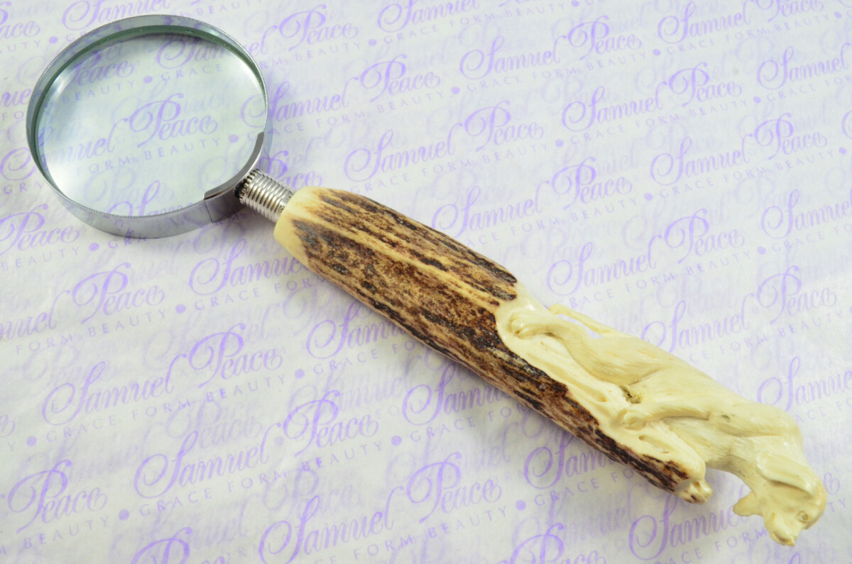 Fantastic Hand Carved Beadle Stag Antler Horn Handle Magnifying Glass Silver Ferrule 1901 Made Sheffield England - Image 2