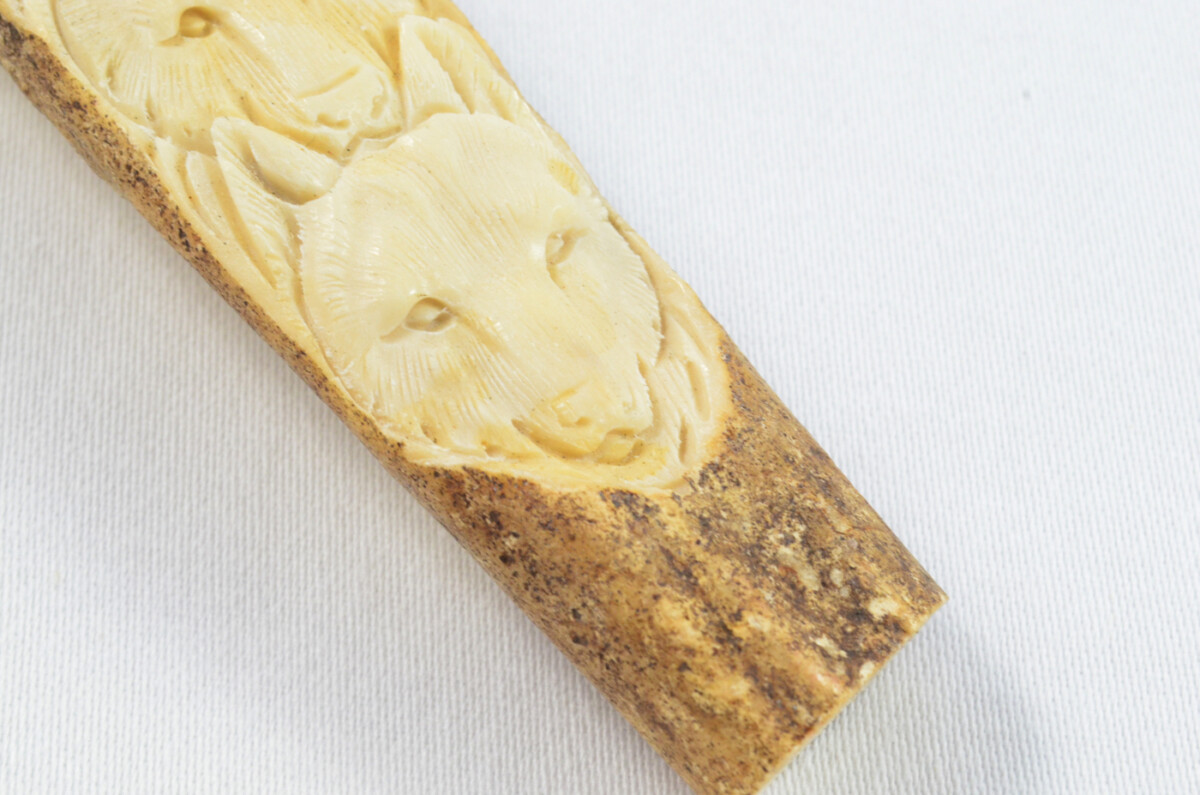 Bear Carved Walking Stick Cane Top Handle Stag Antler Horn Made Sheffield England - Image 5