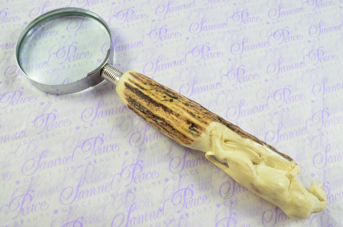 Fantastic Hand Carved Beadle Stag Antler Horn Handle Magnifying Glass Silver Ferrule 1901 Made Sheffield England - Image 3