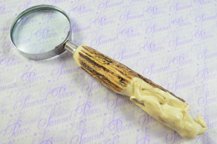 Fantastic Hand Carved Beadle Stag Antler Horn Handle Magnifying Glass Silver Ferrule 1901 Made Sheffield England - Image 3