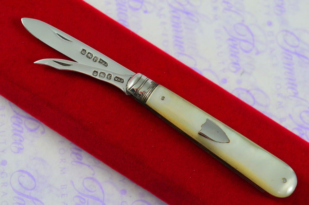 Pristine Silver Bladed Mother Of Pearl Fully Restored Sheffield Made Pen/Pocket Knife 1898