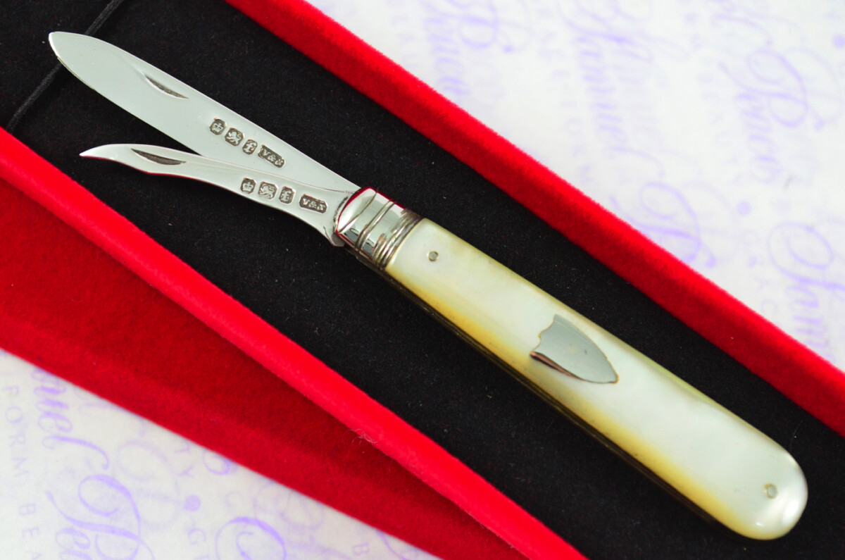 Pristine Silver Bladed Mother Of Pearl Fully Restored Sheffield Made Pen/Pocket Knife 1898 - Image 2