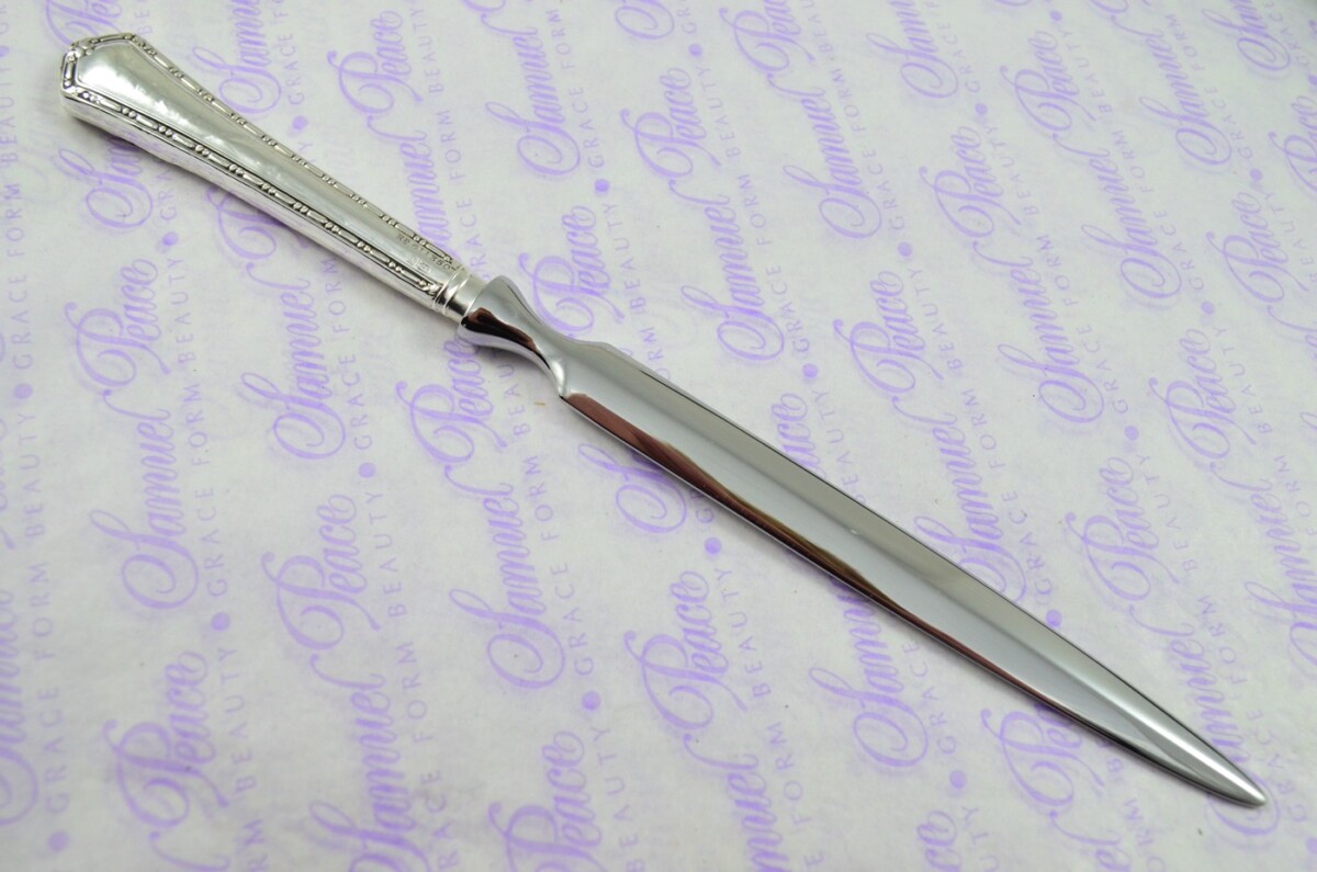 Harrison Fisher & Co Sheffield Sterling Silver Handled Letter Opener/Paper Knife Broughton Pattern 1912 - Image 4