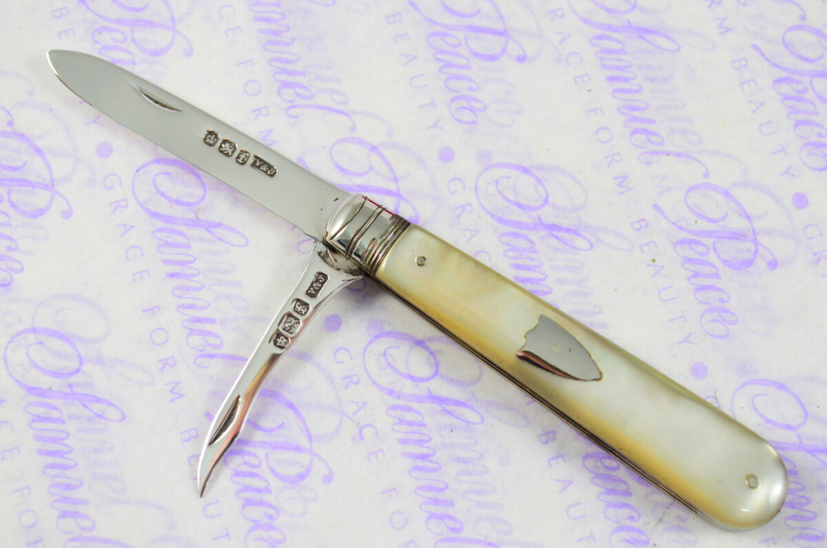 Pristine Silver Bladed Mother Of Pearl Fully Restored Sheffield Made Pen/Pocket Knife 1898 - Image 7