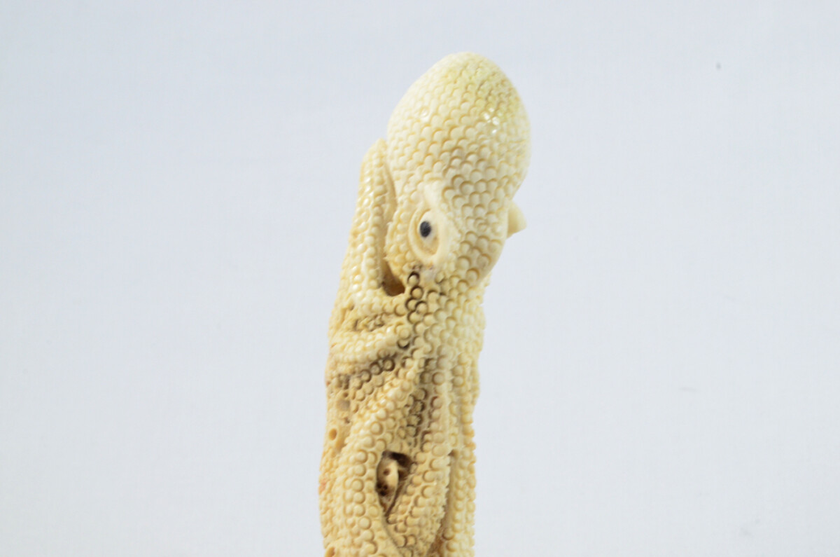 Octopus Carved Walking Stick Cane Top Handle Stag Antler Horn Made Sheffield England - Image 4