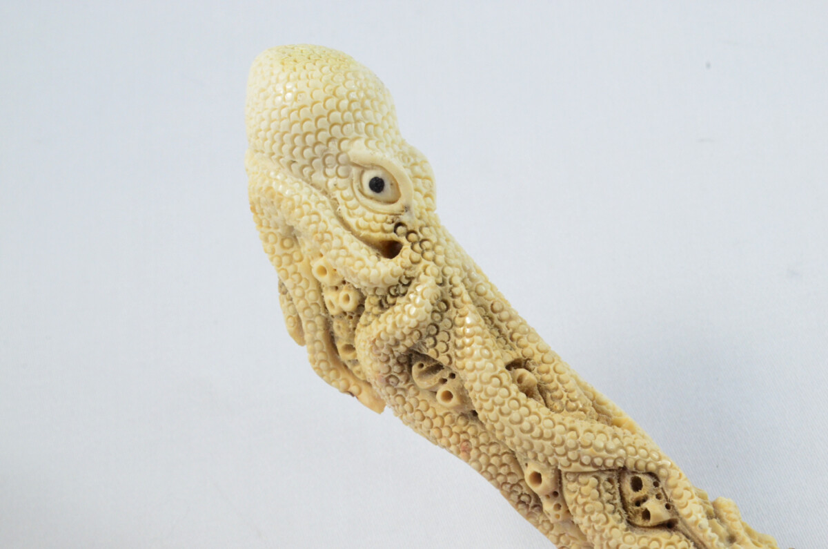 Octopus Carved Walking Stick Cane Top Handle Stag Antler Horn Made Sheffield England - Image 5
