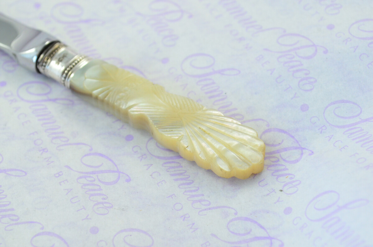 John Yates Carved Mother of Pearl Handled Letter Opener Sheffield 1928 Cased - Image 3