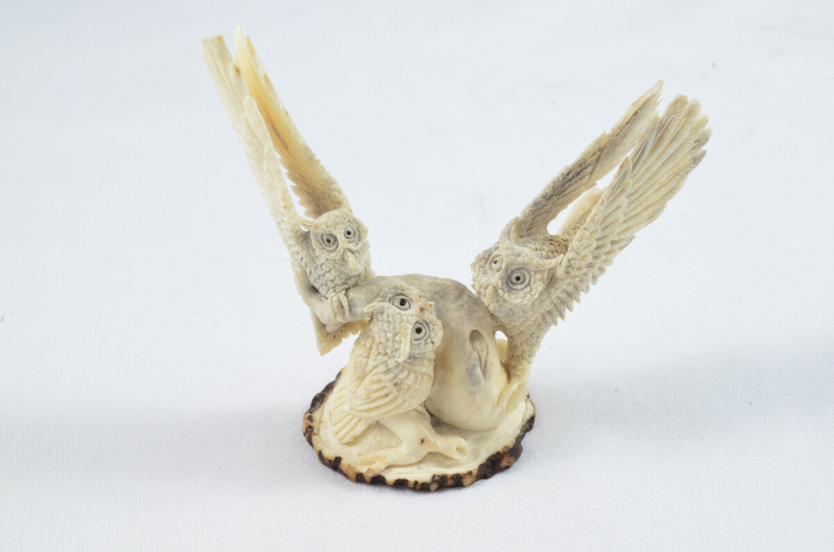 Owl Carved Walking Stick Cane Top Handle Stag Antler Horn Made Sheffield England