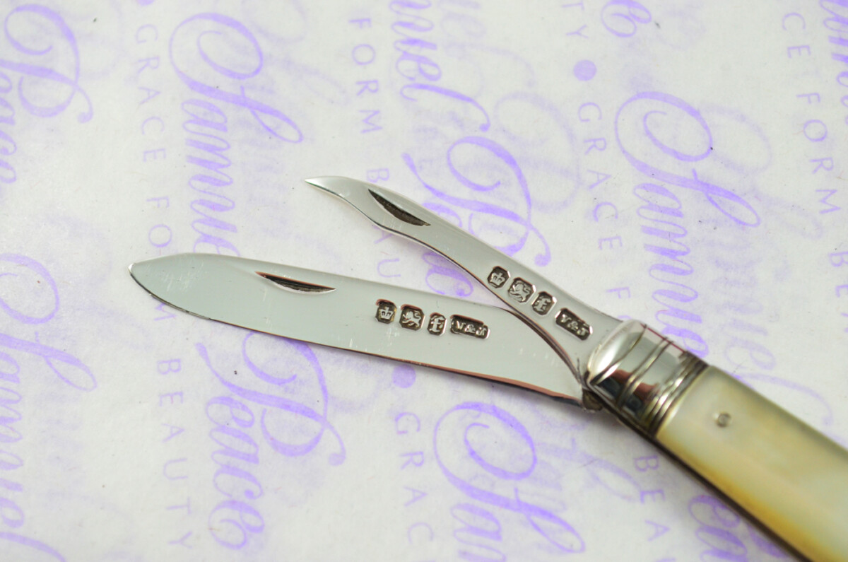 Pristine Silver Bladed Mother Of Pearl Fully Restored Sheffield Made Pen/Pocket Knife 1898 - Image 8