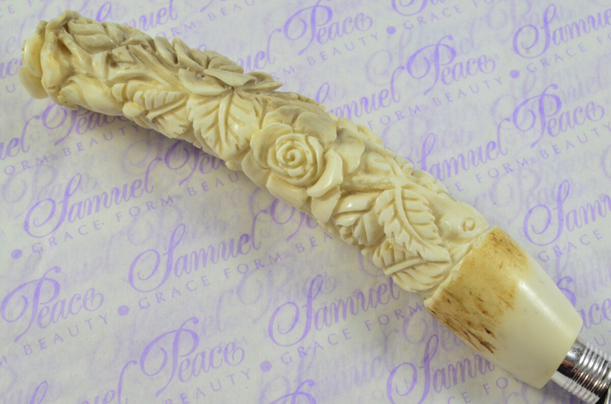 Fantastic Hand Carved Rose Stag Antler Horn Handle Magnifying Glass Silver Ferrule 1911 Made Sheffield England - Image 3