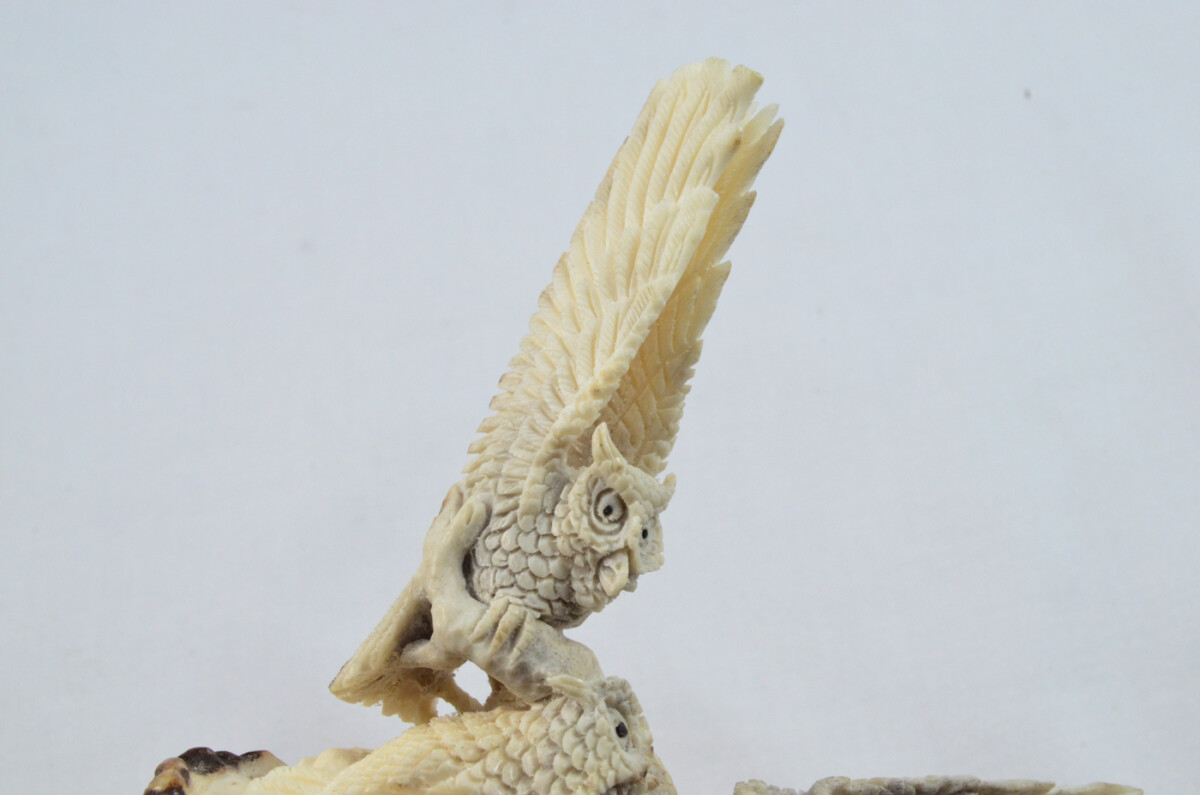 Owl Carved Walking Stick Cane Top Handle Stag Antler Horn Made Sheffield England - Image 4