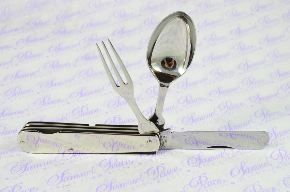 Antique RARE Sheffield Campaign Set Knife Fork & Spoon Genuine John Watts Made in Sheffield England