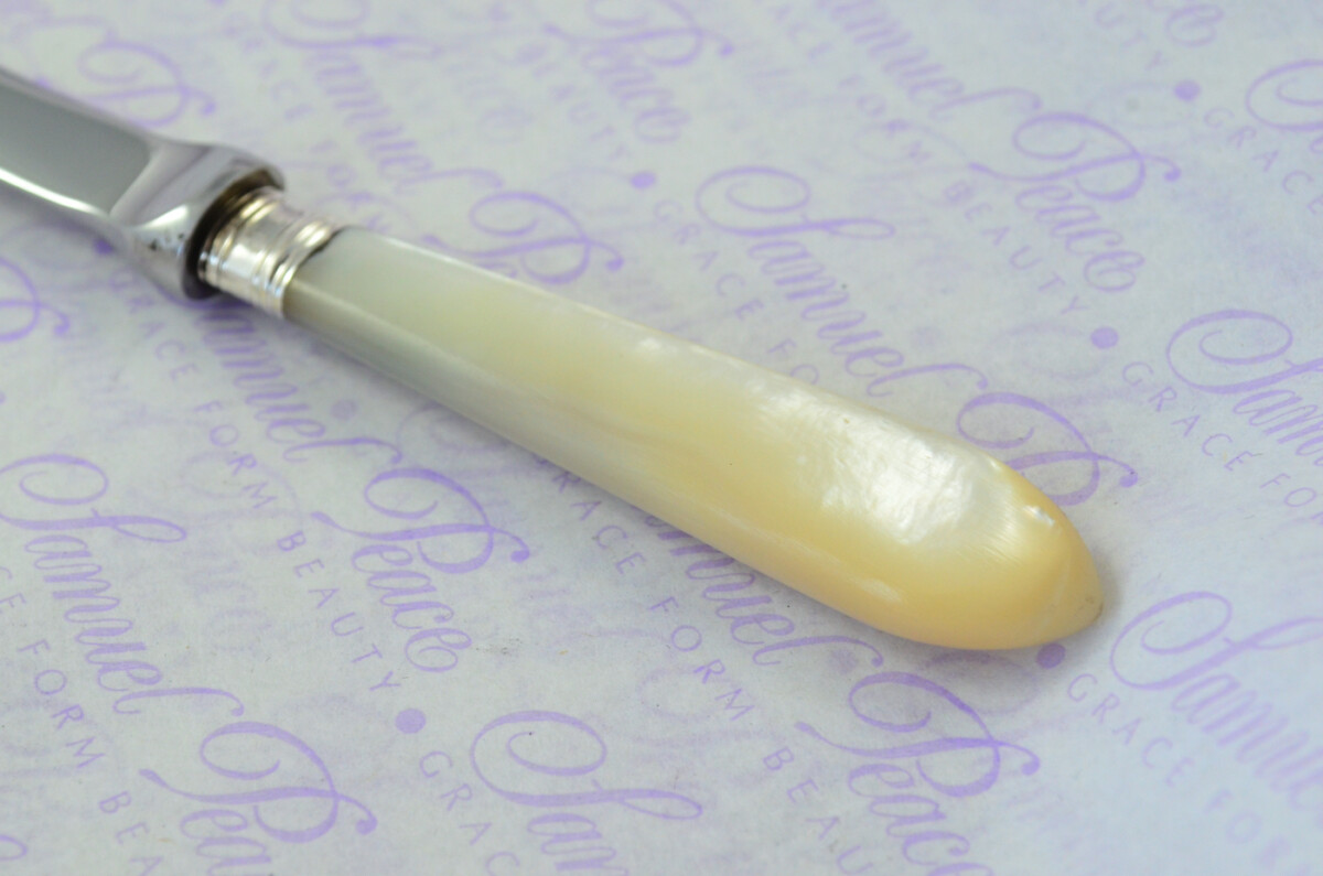 J. A. Scholes Carved Mother of Pearl Handled Letter Opener Sheffield 1915 Cased - Image 3