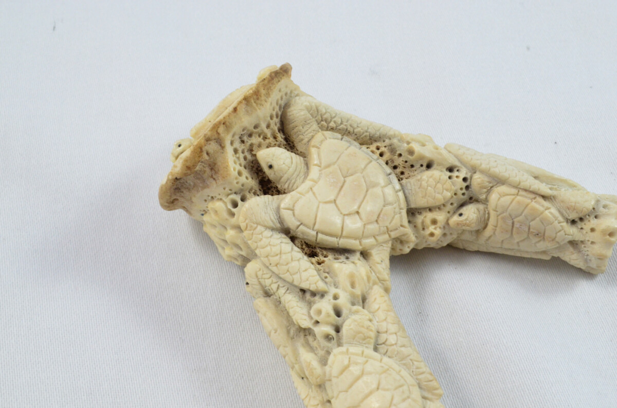 Turtle Carved Walking Stick Cane Top Handle Stag Antler Horn Made Sheffield England - Image 5