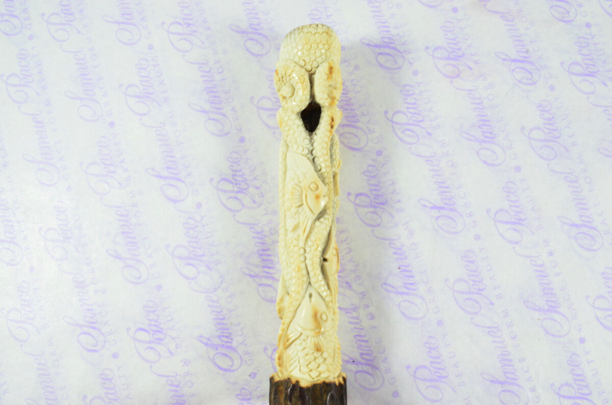 Fantastic Hand Carved Octopus Walking Stick Cane Top Handle Stag Antler Horn Made Sheffield England - Image 3