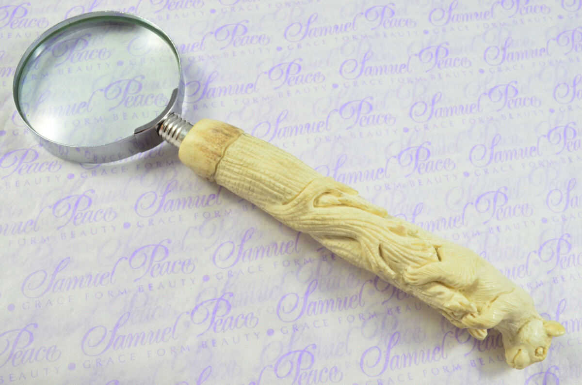 Fantastic Hand Carved Squirrel Stag Antler Horn Handle Magnifying Glass Silver Ferrule 1918 Made Sheffield England - Image 2
