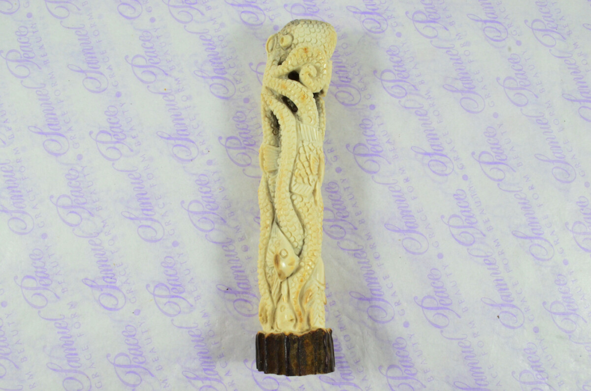 Fantastic Hand Carved Octopus Walking Stick Cane Top Handle Stag Antler Horn Made Sheffield England - Image 4