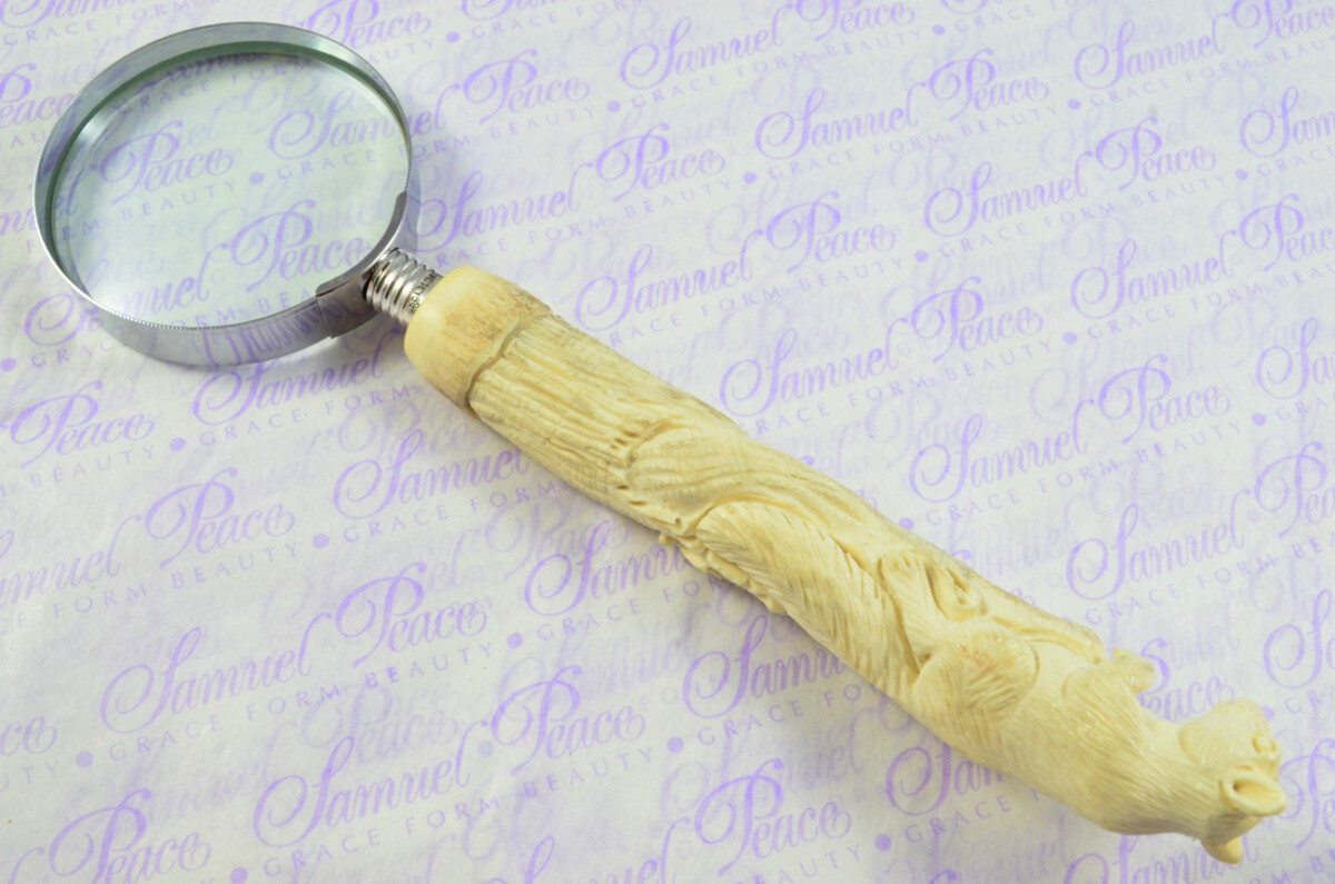 Fantastic Hand Carved Squirrel Stag Antler Horn Handle Magnifying Glass Silver Ferrule 1918 Made Sheffield England - Image 7