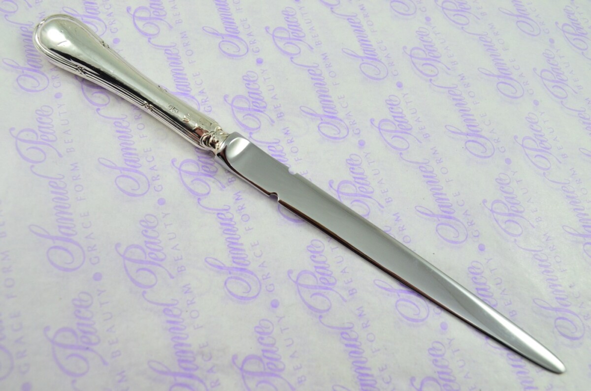 FCA & Co Sheffield Sterling Silver Handled Letter Opener/Paper knife Ribbon & Bow Pattern 1923 - Image 4