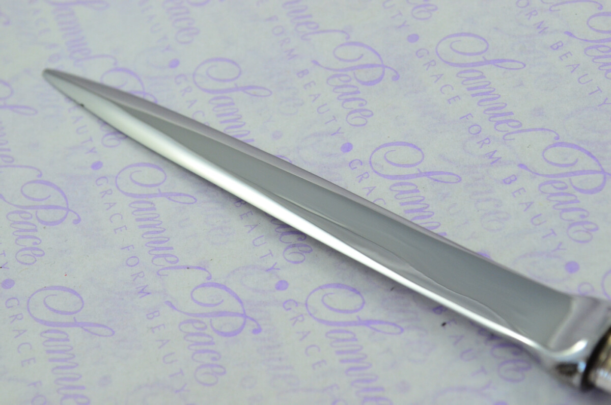 J. A. Scholes Carved Mother of Pearl Handled Letter Opener Sheffield 1915 Cased - Image 5