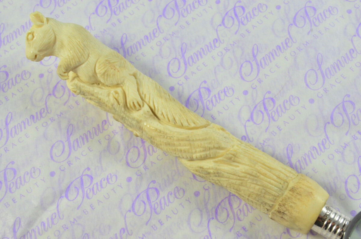 Fantastic Hand Carved Squirrel Stag Antler Horn Handle Magnifying Glass Silver Ferrule 1918 Made Sheffield England - Image 8