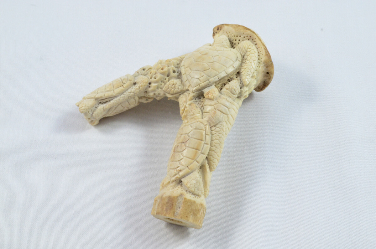 Turtle Carved Walking Stick Cane Top Handle Stag Antler Horn Made Sheffield England