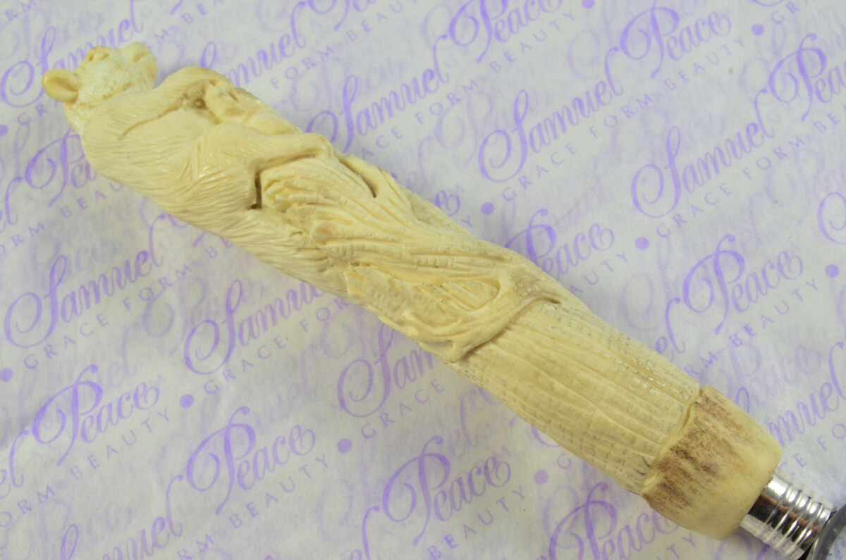 Fantastic Hand Carved Squirrel Stag Antler Horn Handle Magnifying Glass Silver Ferrule 1918 Made Sheffield England - Image 3