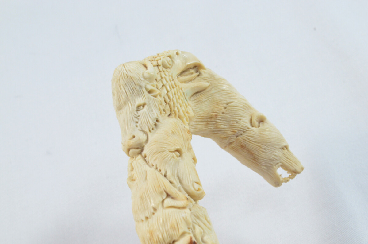 Bear Carved Walking Stick Cane Top Handle Stag Antler Horn Made Sheffield England - Image 6
