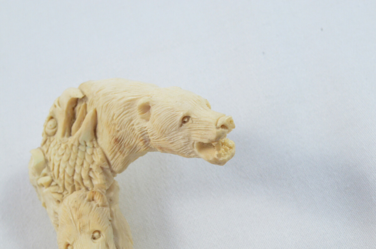 Bear Carved Walking Stick Cane Top Handle Stag Antler Horn Made Sheffield England - Image 4