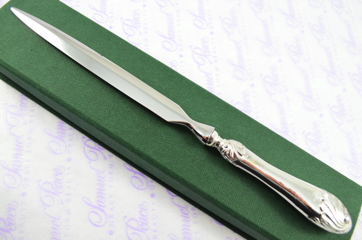 IE&S Sheffield Sterling Silver Handled Letter Opener/Paper knife Ornate Shell Pattern 1909
