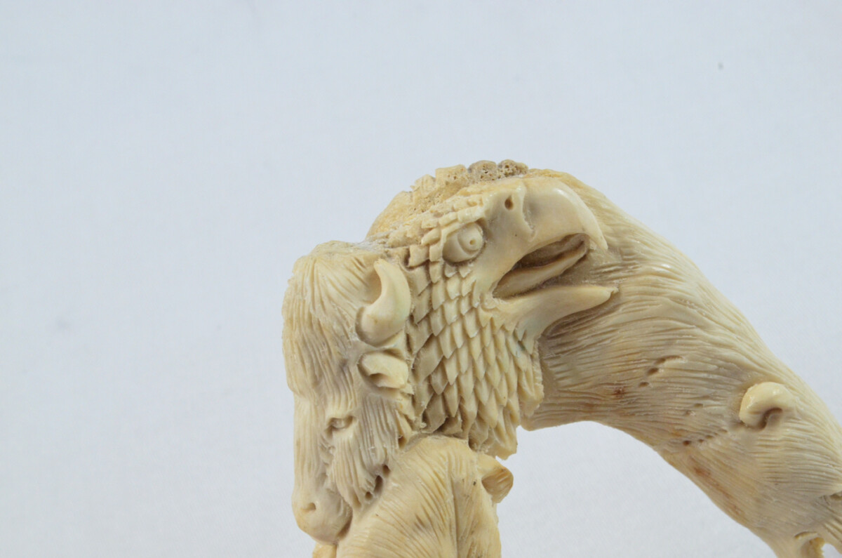 Bear Carved Walking Stick Cane Top Handle Stag Antler Horn Made Sheffield England - Image 2