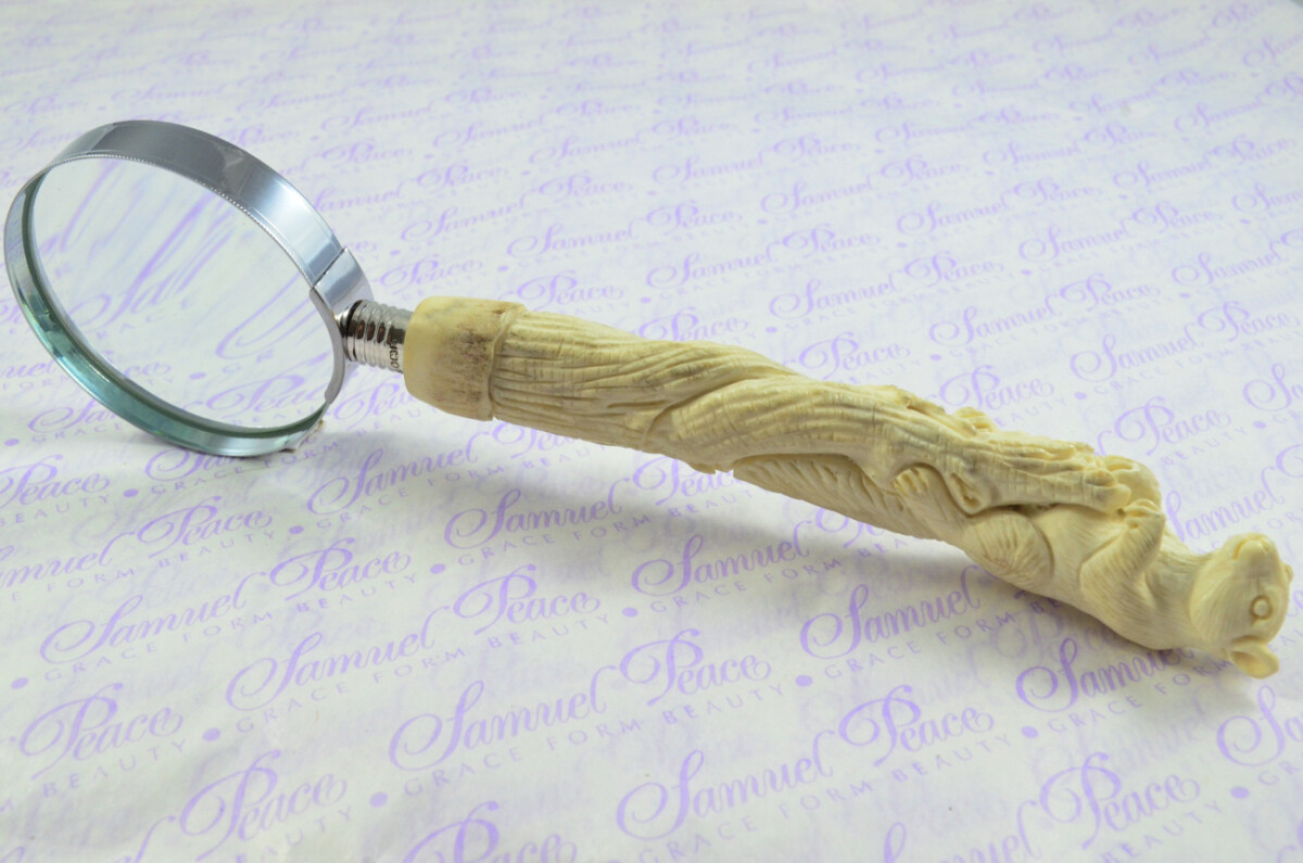 Fantastic Hand Carved Squirrel Stag Antler Horn Handle Magnifying Glass Silver Ferrule 1918 Made Sheffield England - Image 9