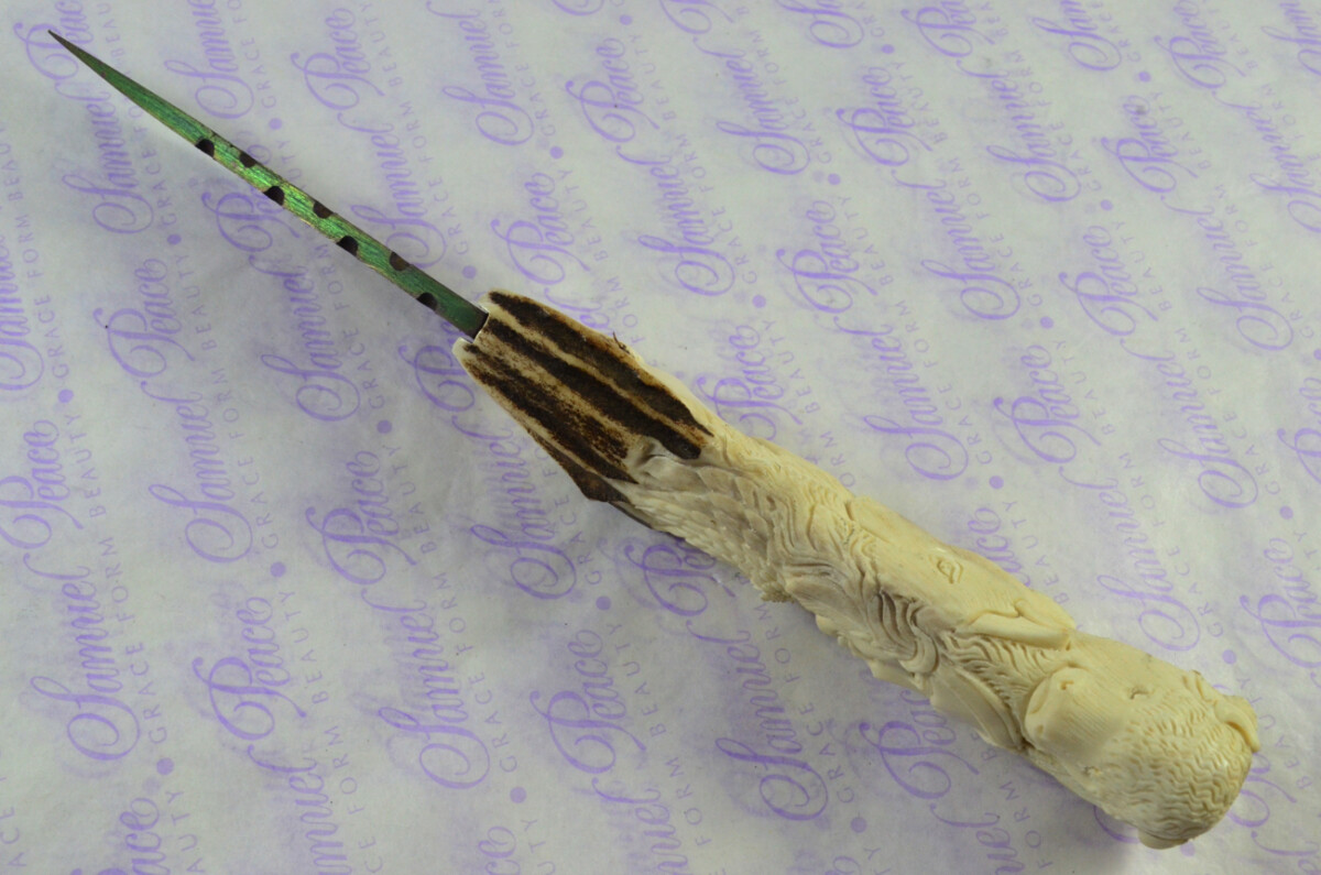 Amazing Bespoke Hand Carved American Indian Stag Horn Antler Handle Sgian Dubh Heat Treated Damascus Blade Sheffield England - Image 3