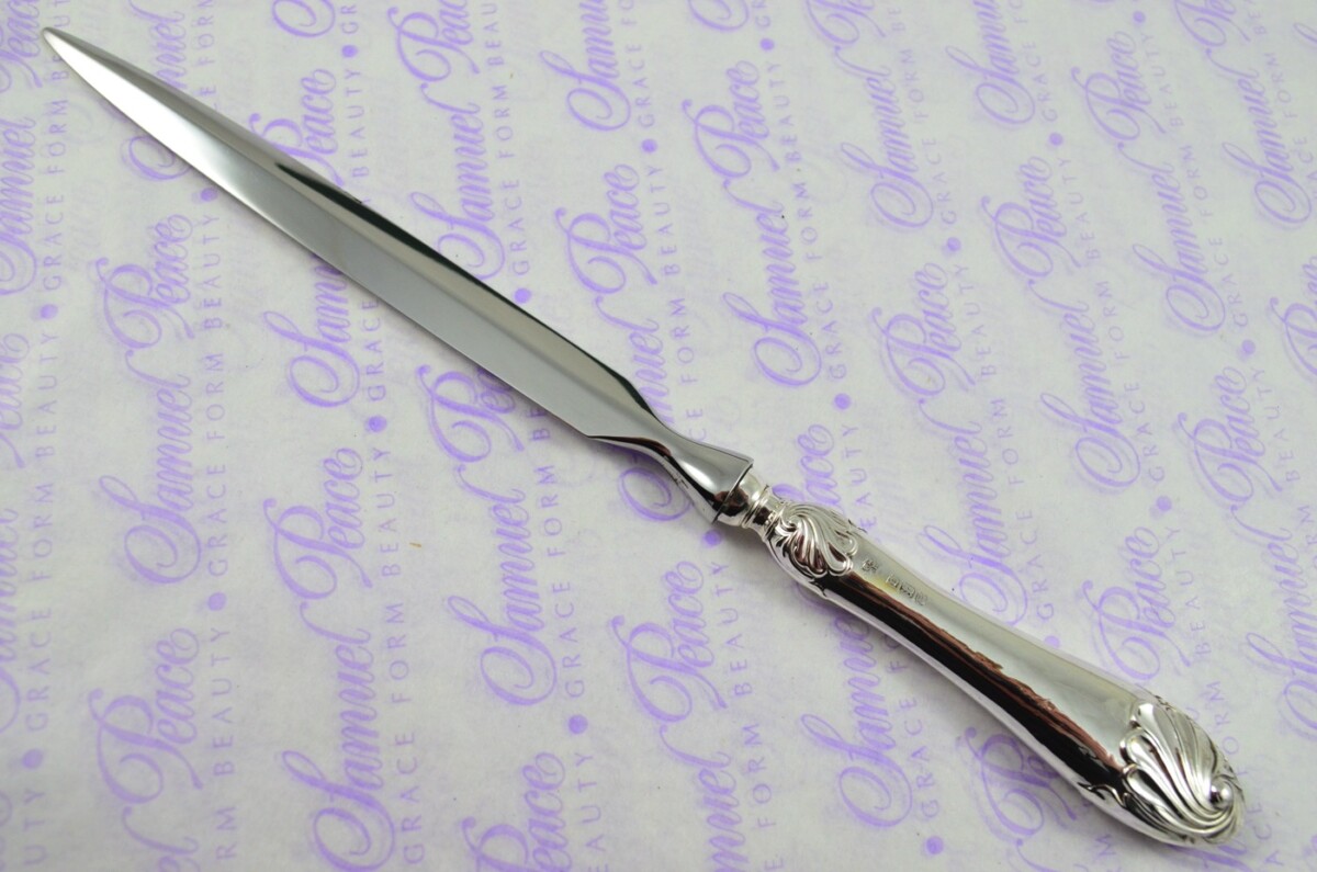 IE&S Sheffield Sterling Silver Handled Letter Opener/Paper knife Ornate Shell Pattern 1909 - Image 2