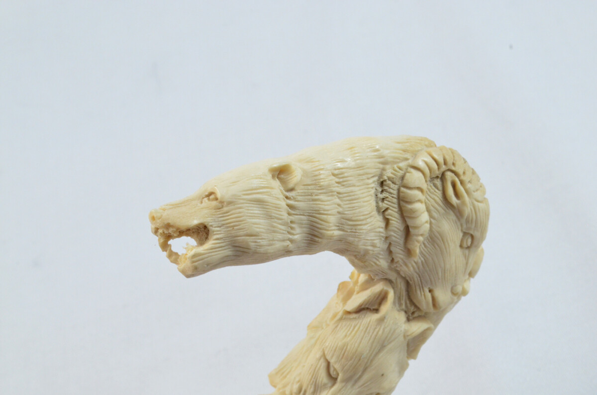 Bear Carved Walking Stick Cane Top Handle Stag Antler Horn Made Sheffield England - Image 3