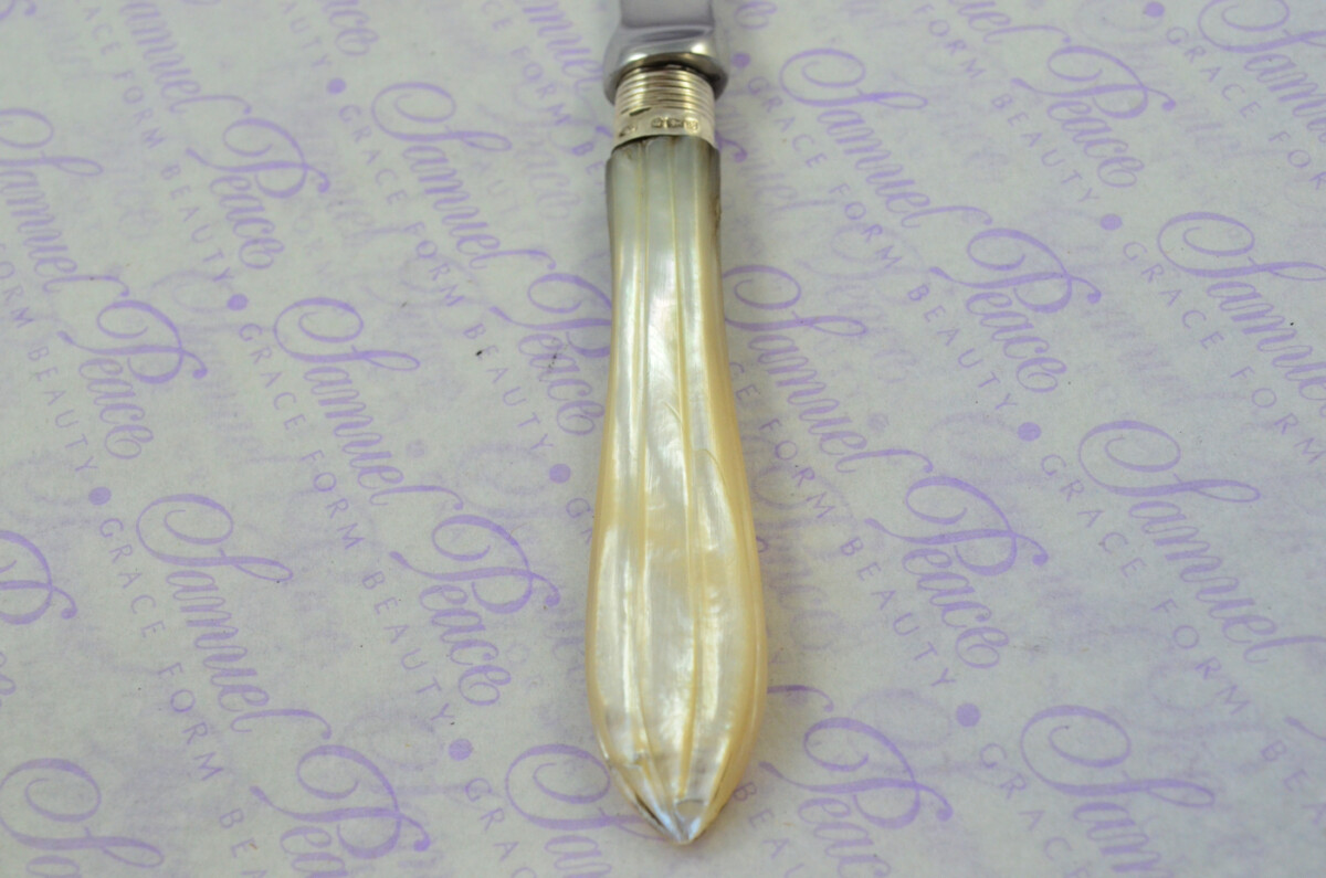 John Yates Carved Mother of Pearl Handled Letter Opener Sheffield 1917 Cased - Image 7