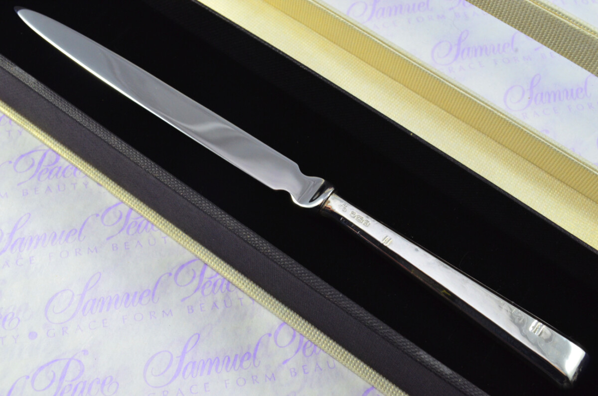 Charles Henry Biggin Sheffield Sterling Silver Handled Letter Opener Bowdon Pattern 1936 Cased - Image 2
