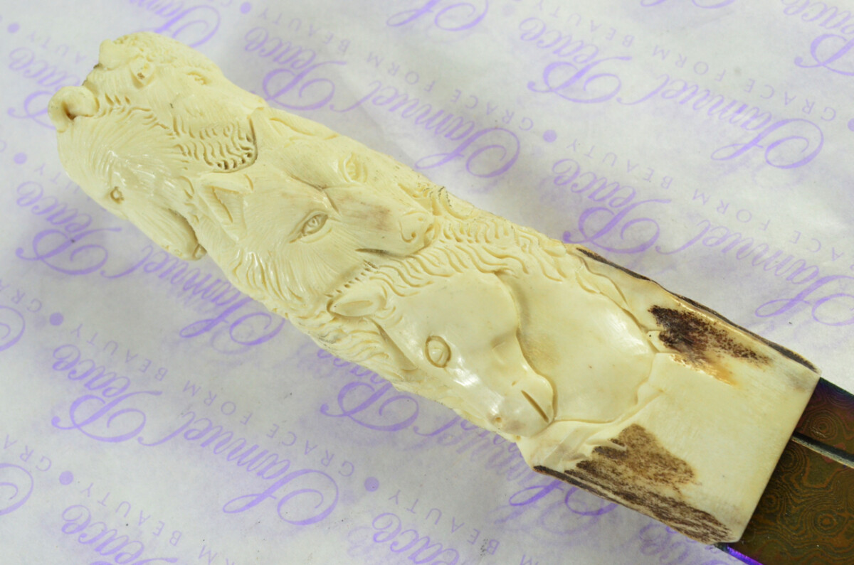 Amazing Bespoke Hand Carved American Indian Stag Horn Antler Handle Sgian Dubh Heat Treated Damascus Blade Sheffield England - Image 9
