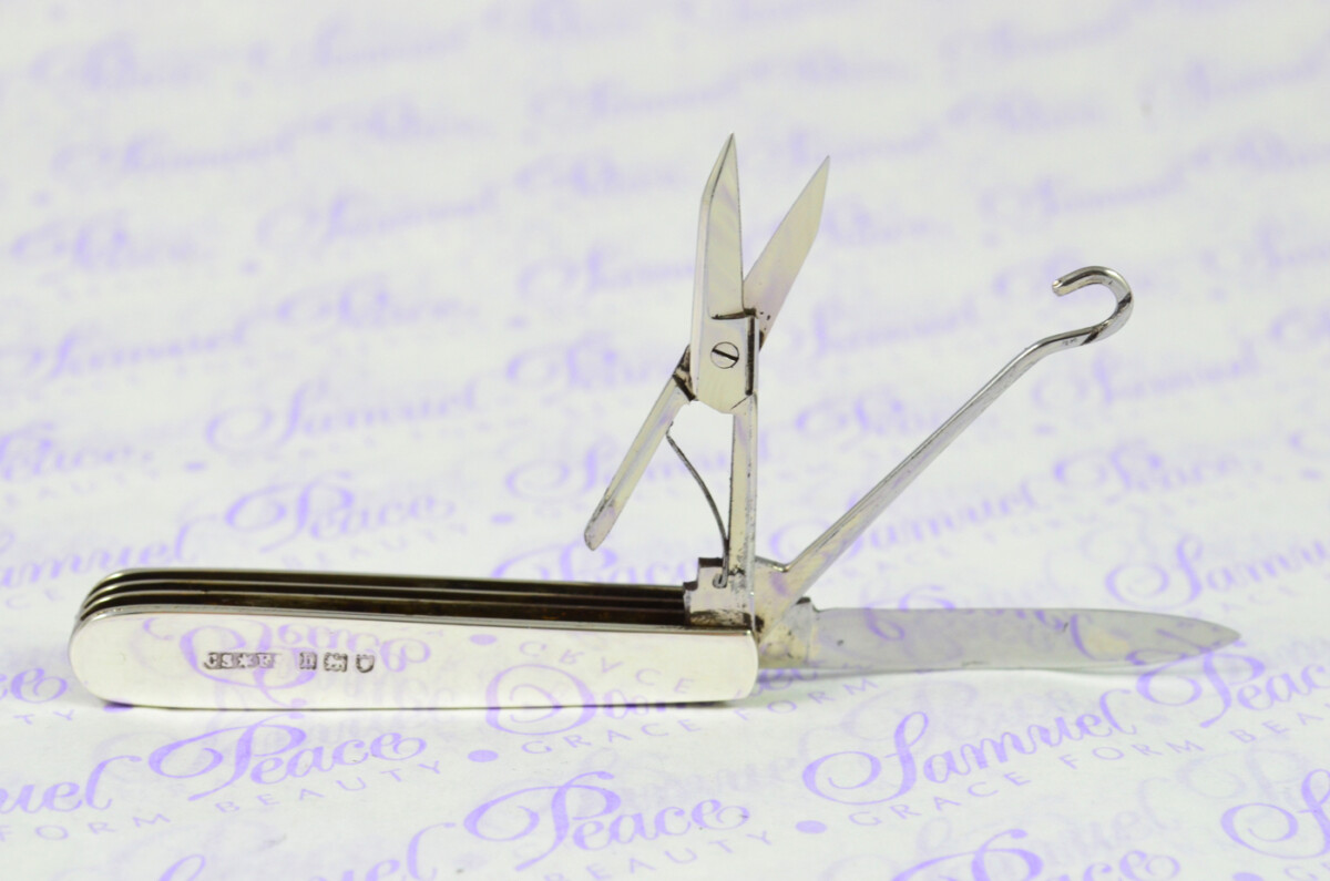Amazing Beautiful Silver Scaled 3 Piece Fully Restored London Made Pen/Pocket Knife 1903 - Image 2