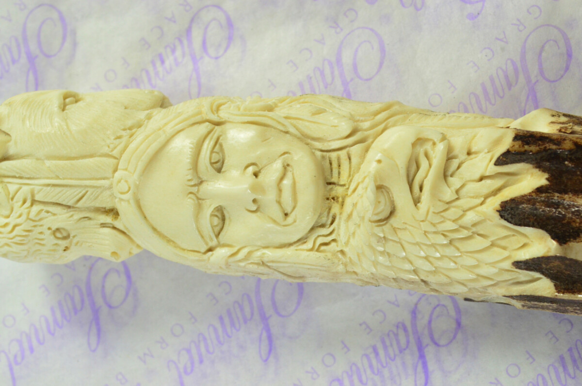 Amazing Bespoke Hand Carved American Indian Stag Horn Antler Handle Sgian Dubh Heat Treated Damascus Blade Sheffield England - Image 7