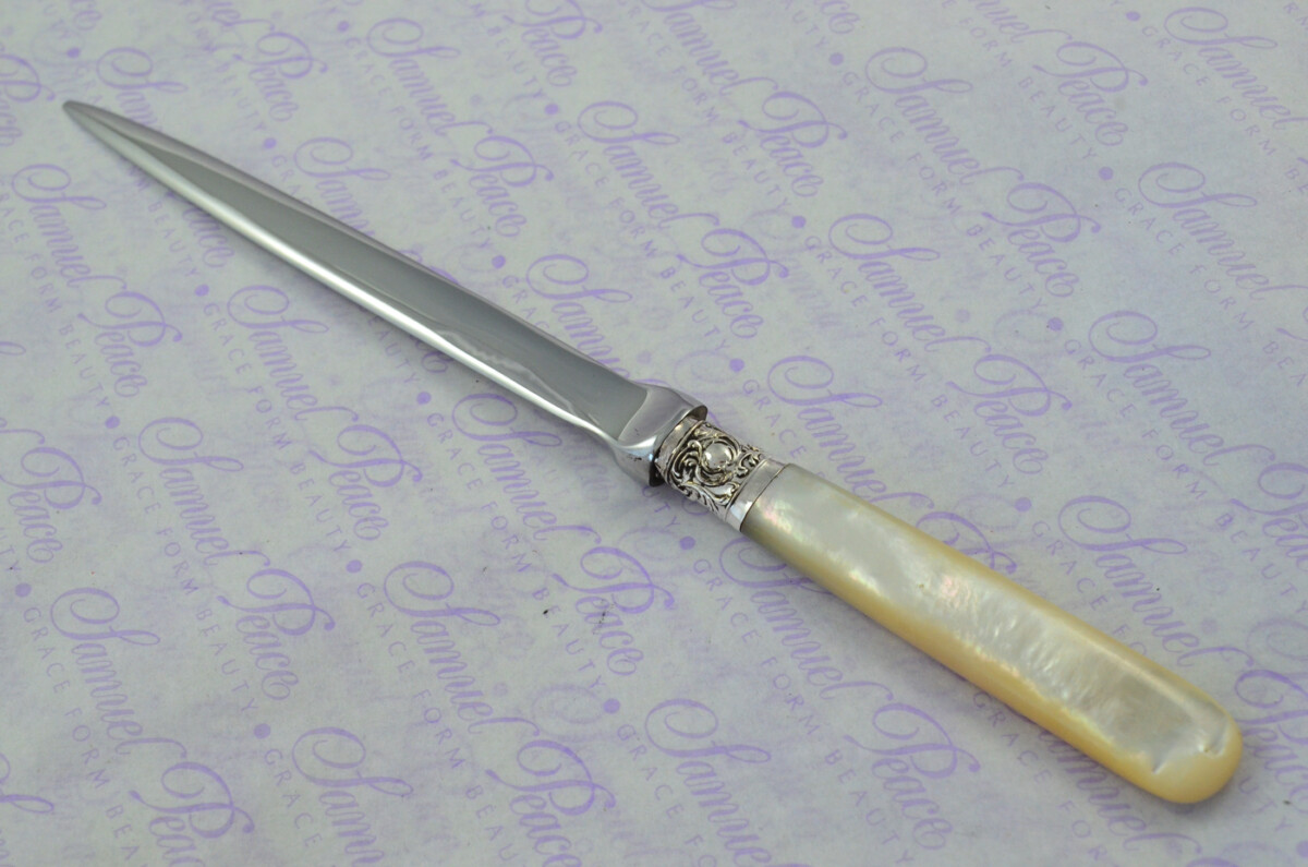 Henry Greaves Carved Mother of Pearl Handled Letter Opener Sheffield 1906 Cased - Image 2