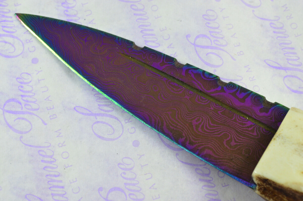 Amazing Bespoke Hand Carved American Indian Stag Horn Antler Handle Sgian Dubh Heat Treated Damascus Blade Sheffield England - Image 8