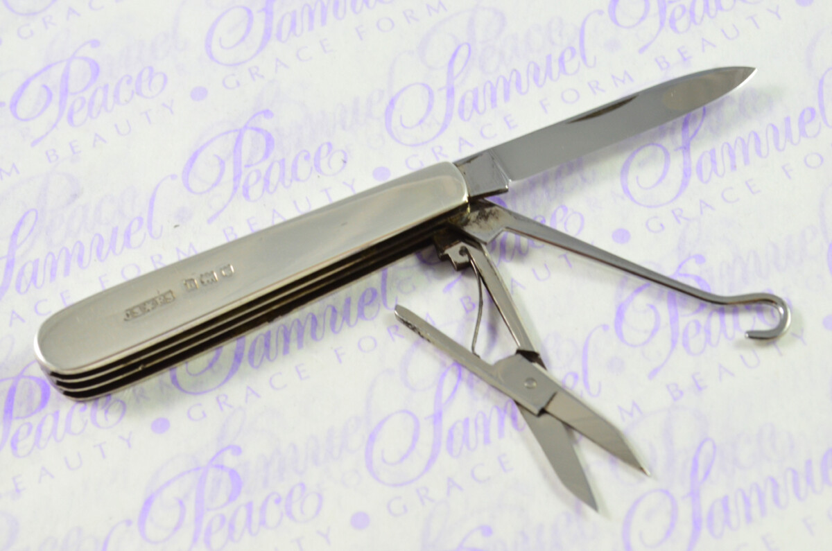Amazing Beautiful Silver Scaled 3 Piece Fully Restored London Made Pen/Pocket Knife 1903 - Image 3