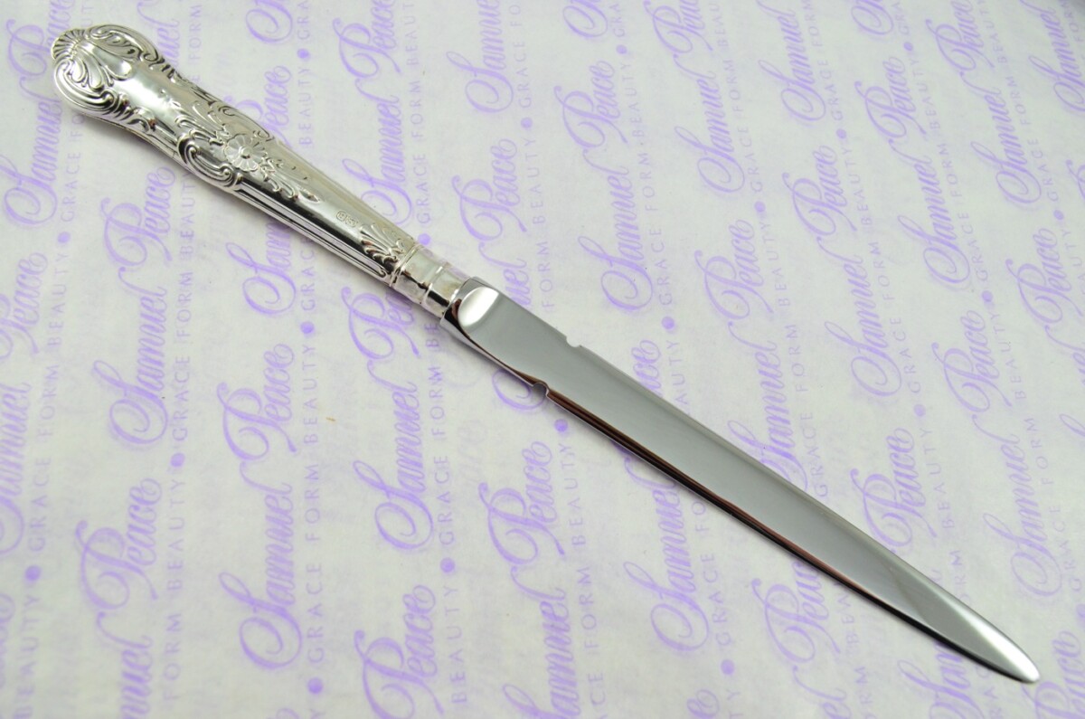 CHB Sheffield Sterling Silver Handled Letter Opener/Paper knife Queens Pattern 1908 - Image 4