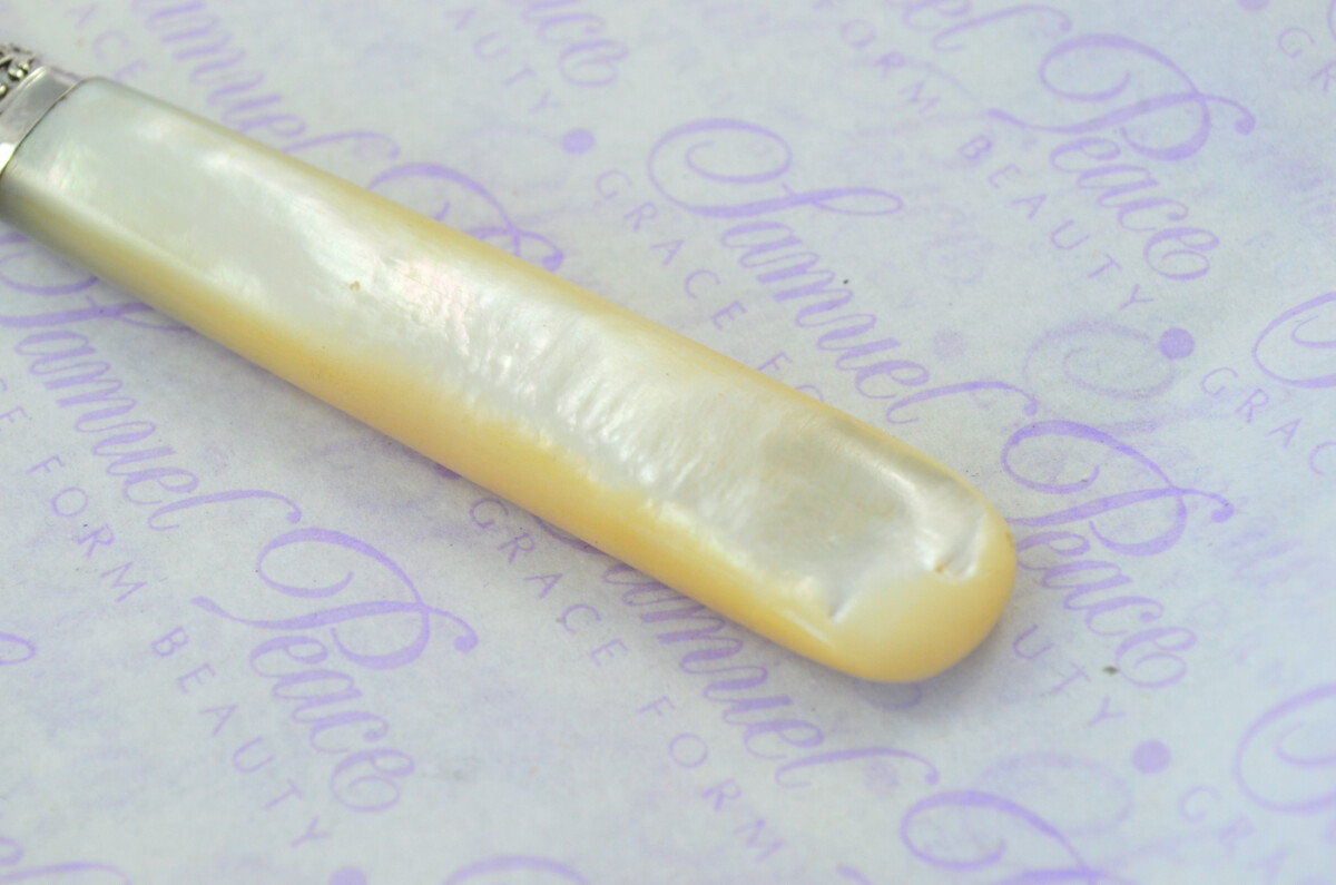 Henry Greaves Carved Mother of Pearl Handled Letter Opener Sheffield 1906 Cased - Image 3