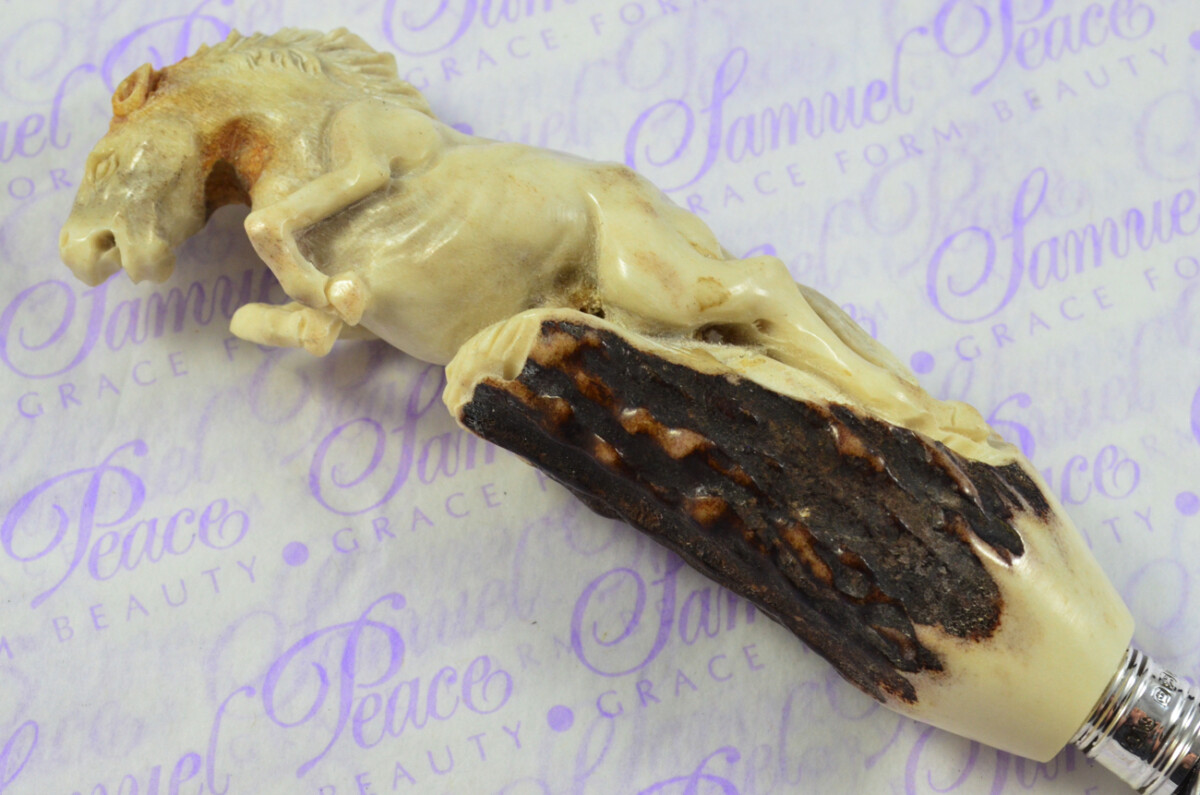 Fantastic Hand Carved Horse Stag Antler Horn Handle Magnifying Glass Silver Ferrule 1909 Made Sheffield England - Image 10