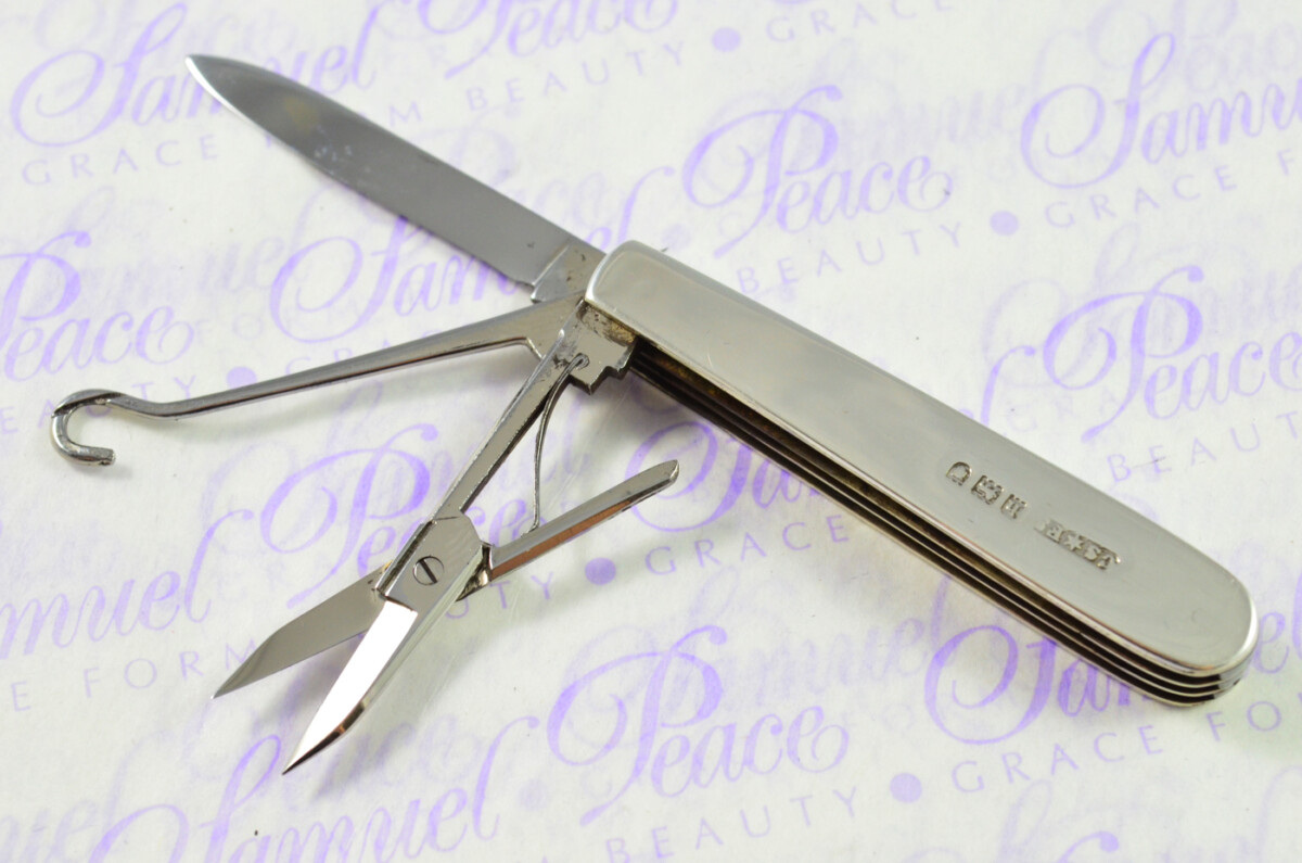 Amazing Beautiful Silver Scaled 3 Piece Fully Restored London Made Pen/Pocket Knife 1903 - Image 4