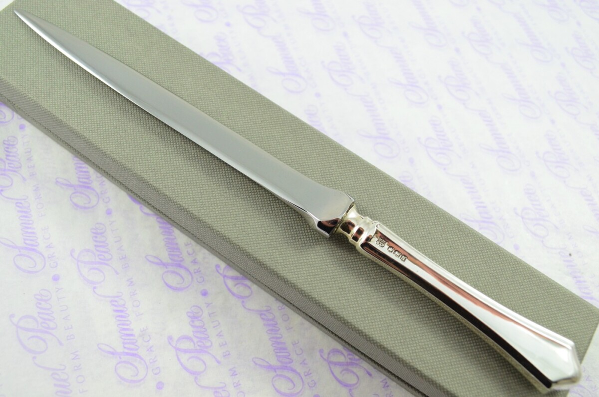 BBS Ltd Sheffield Sterling Silver Handled Letter Opener/Paper knife Traquair Pattern 1955