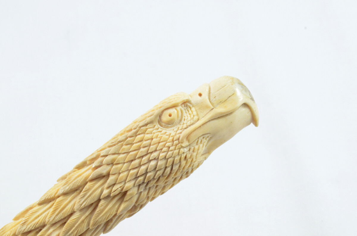 American Eagle Carved Walking Stick Cane Top Handle Stag Antler Horn Made Sheffield England - Image 5