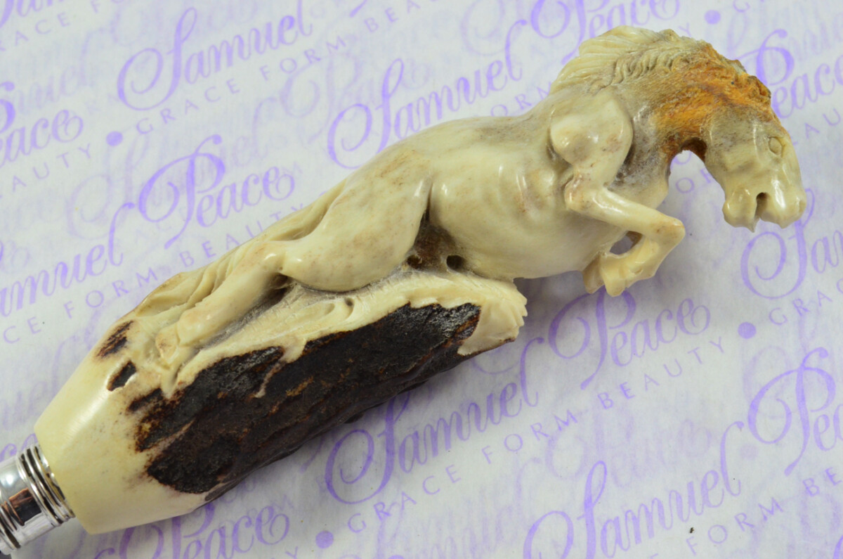 Fantastic Hand Carved Horse Stag Antler Horn Handle Magnifying Glass Silver Ferrule 1909 Made Sheffield England - Image 4